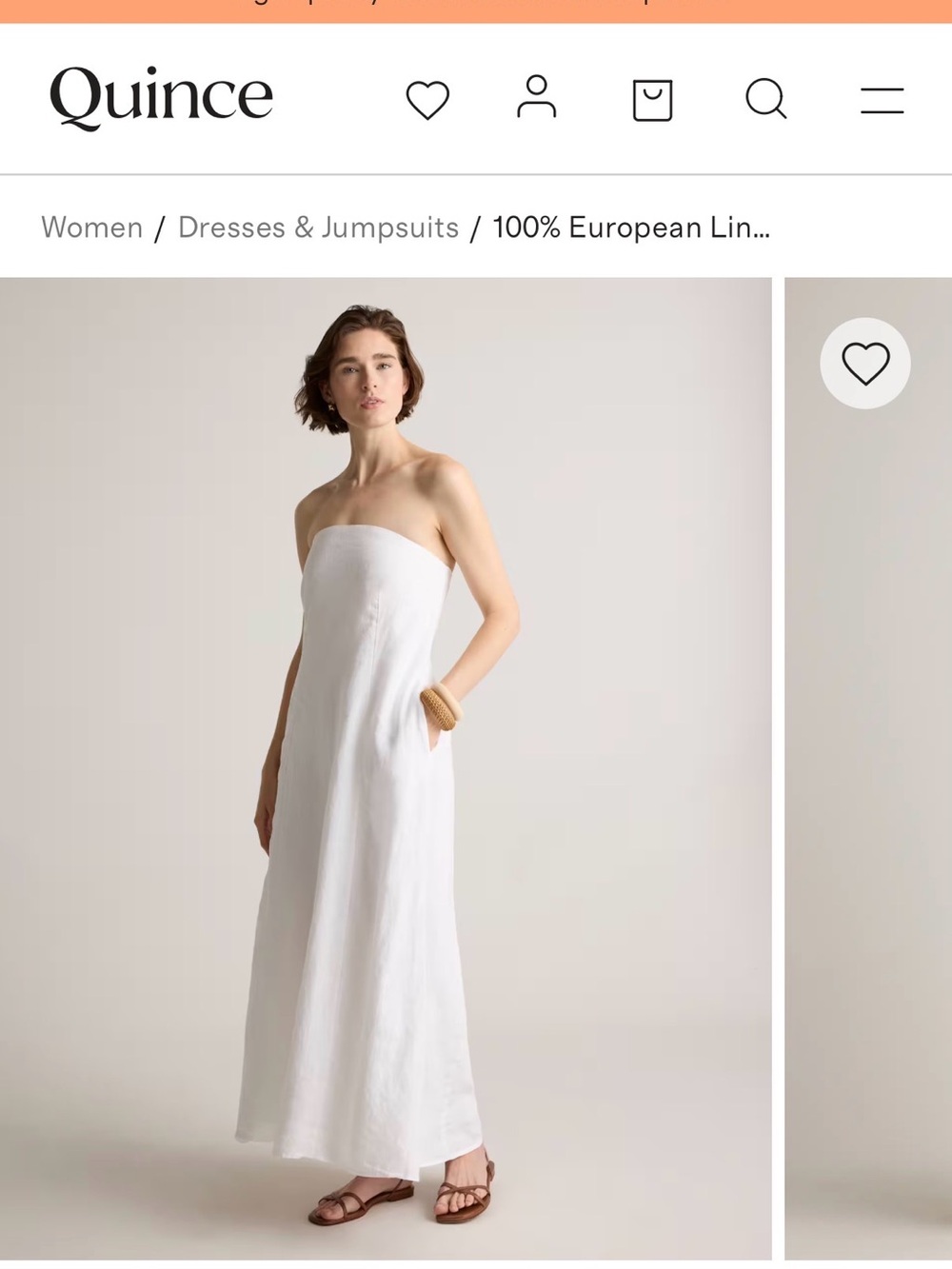 Quince Strapless White Linen Maxi Dress